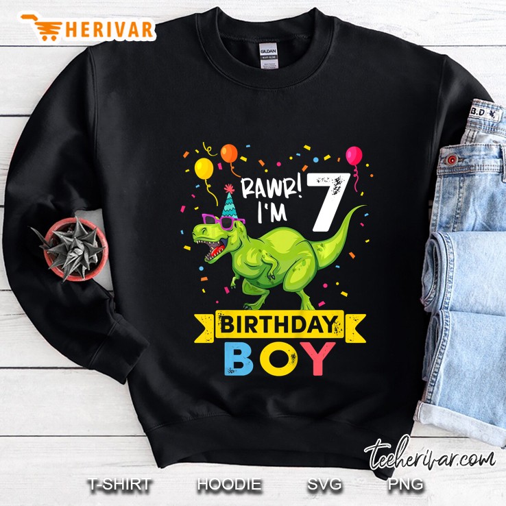 Kids 7 Year Old Shirt 7Th Birthday Boy T Rex Dinosaur Mugs