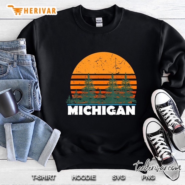 Michigan Shirt Vintage Retro Sunset Mi State Tee Gift Sweatshirt