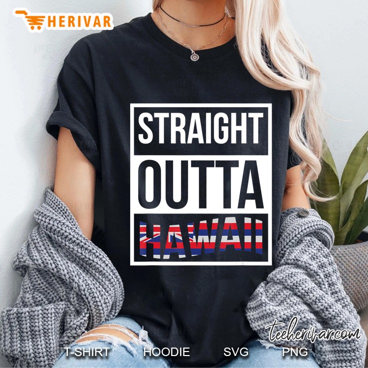 Straight Outta Hawaii Hawaiian Flag Ladies Tee