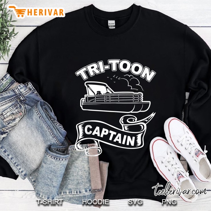 Tri-Toon Captain Funny Tritoon Boating Pontoon Boat Sweatshirt