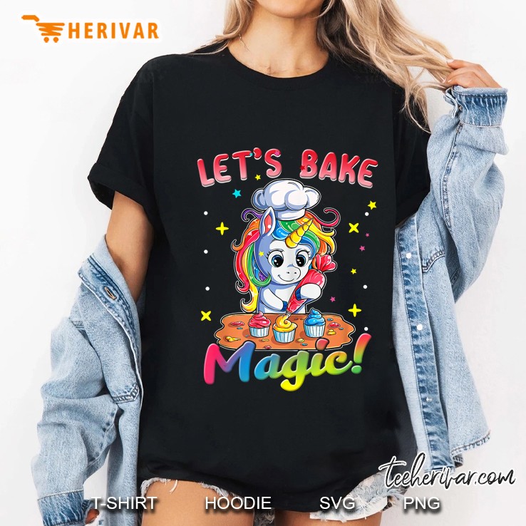Unicorn Baking Shirt Rainbow Cupcake Cake Girl Gift Cook Kid Ladies Tee