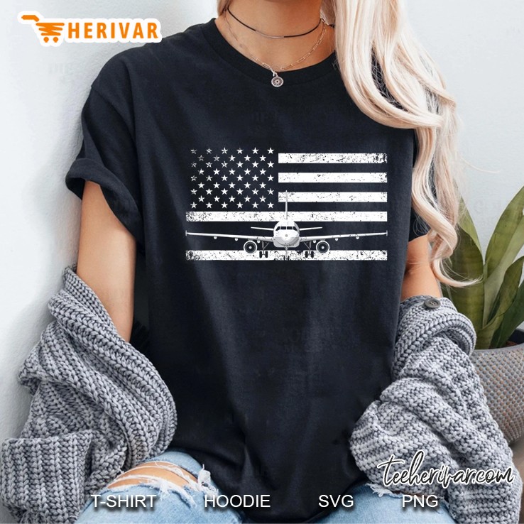 Us Flag Airplane Patriotic American Pilot Hoodie