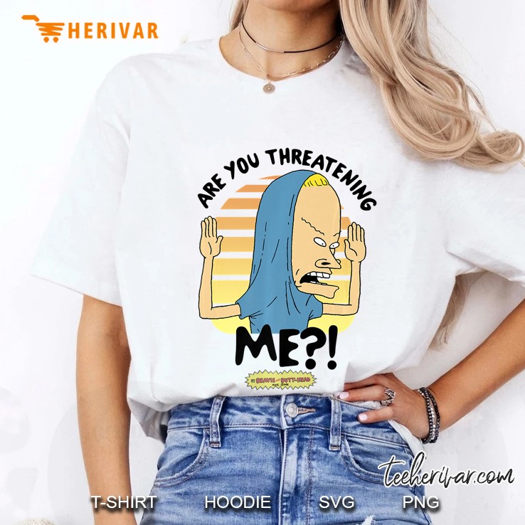 Beavis And Butthead Are You Threatening Me Striped Portrait Ladies Tee