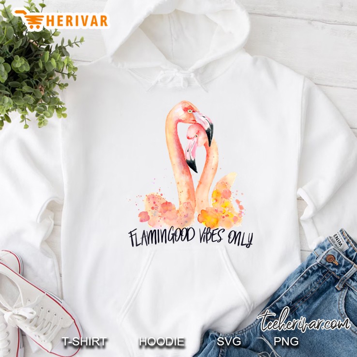 Pink Flamingo Print - Good Vibes Only Thirts Gift Hoodie