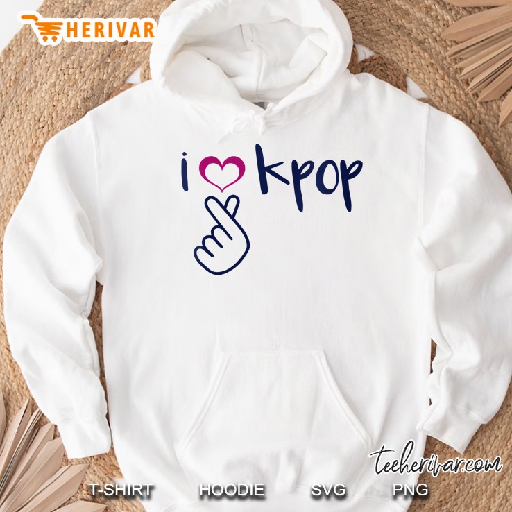 Womens I Love Kpop Music Finger Heart K-Pop Fan Gift Teen Girl Kids Hoodie