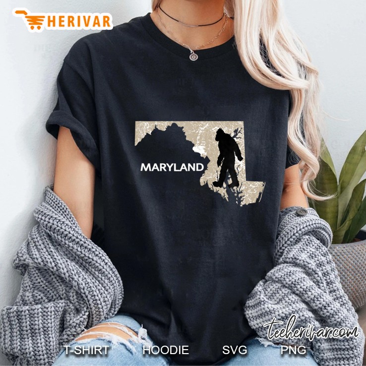 Bigfoot Hunter Maryland Funny Tee Womens Men State Ladies Tee