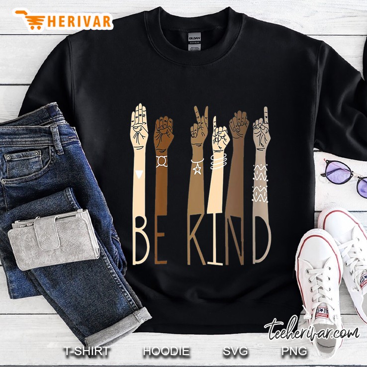 Deaf Be Kind Sign Language Hand Talking Teachers Interpreter Sweatshirt