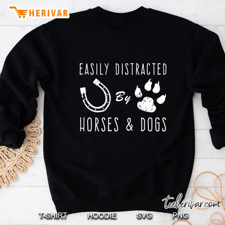 Easily Distracted By Horses And Dogs Gift For Horse Riders Pullover Mugs