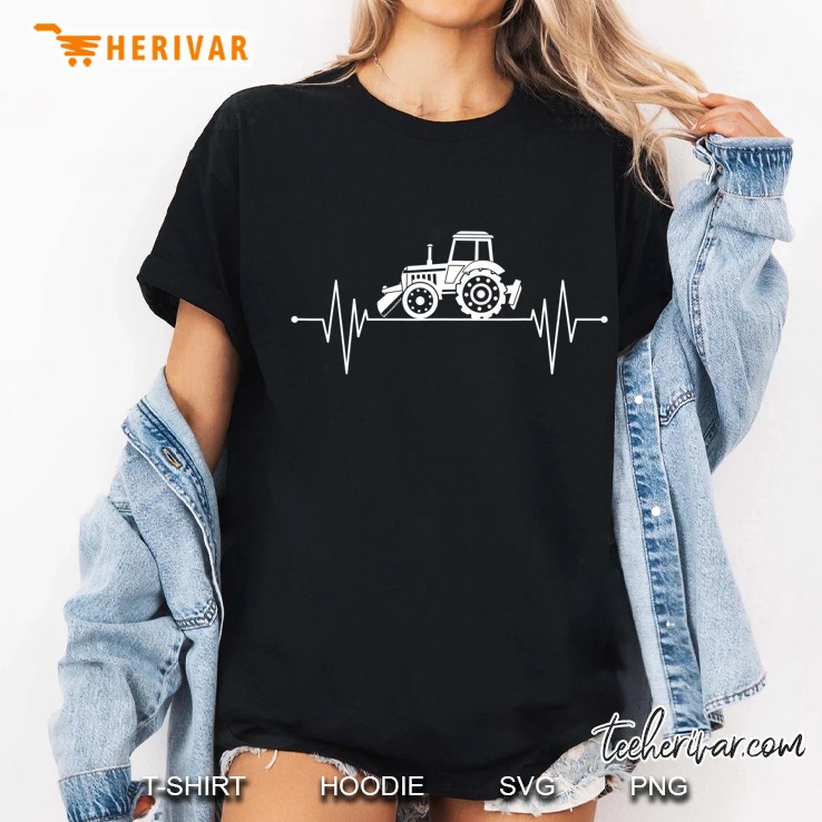 Farm Gift Tractor Heartbeat Farmer Ladies Tee
