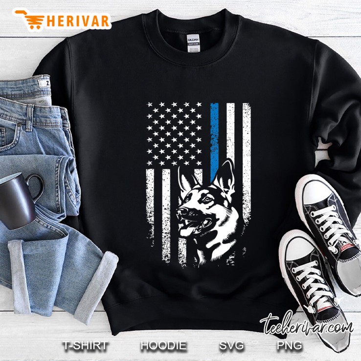 German Shepherd K9 Police Dog Thin Blue Line Flag Shirt Sweatshirt