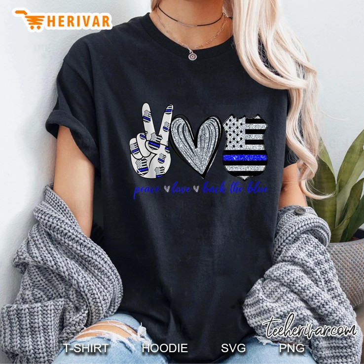 Peace Love Back The Blue Best Gift For Police Tank Top Ladies Tee