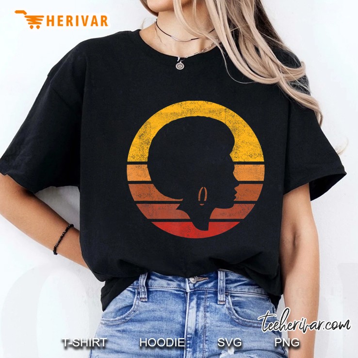 Vintage Sunset Black Woman Silhouette Afro Ladies Tee