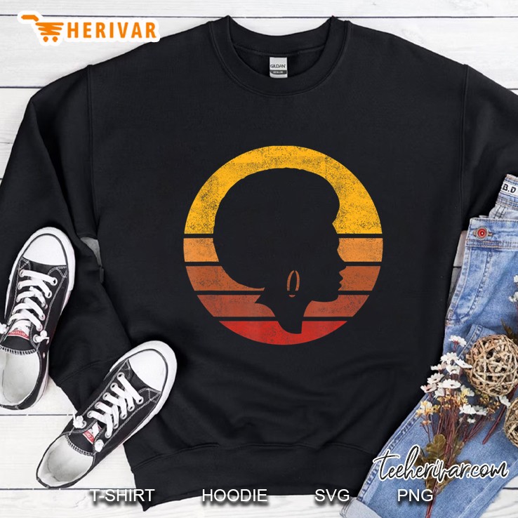 Vintage Sunset Black Woman Silhouette Afro Sweatshirt