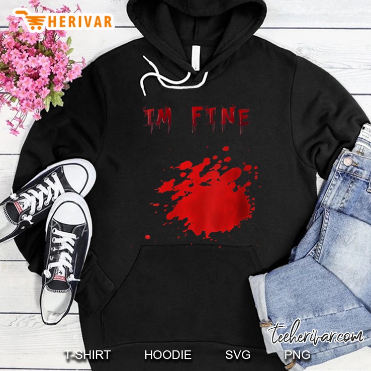 Womens Bloody Im Fine Funny Halloween V-Neck Mugs