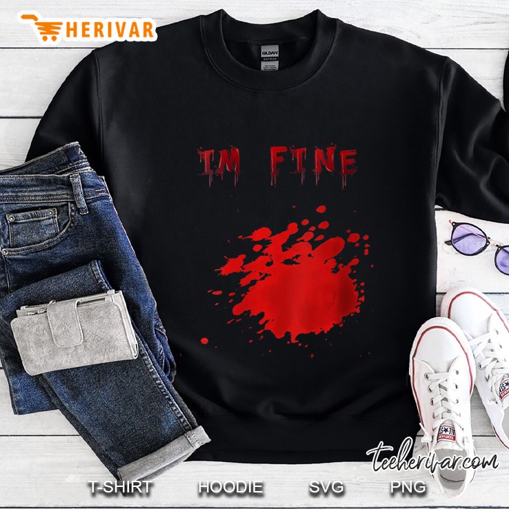 Womens Bloody Im Fine Funny Halloween V-Neck Mugs