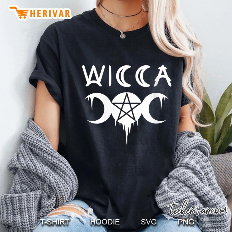 Womens Wiccan, Pagan And Occult Clothing. Wicca Triple Goddess V-Neck Ladies Tee