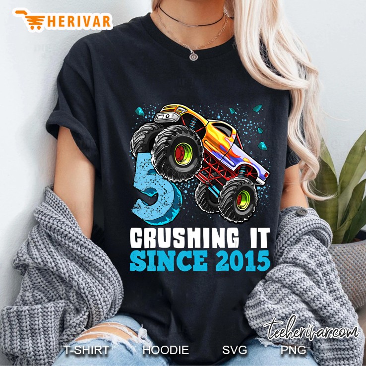 5 Crushing It Since 2015 Monster Truck 5Th Birthday Gift Boy Ladies Tee