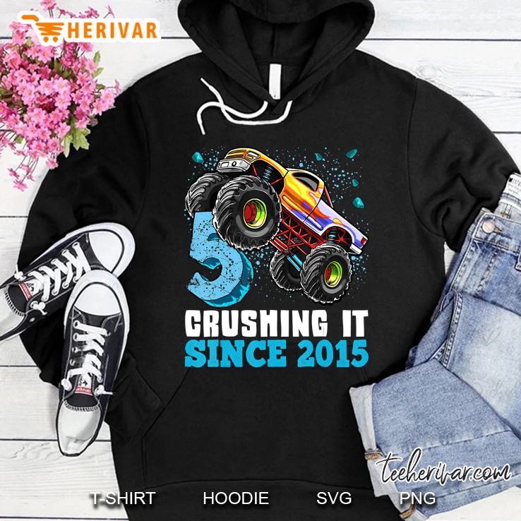 5 Crushing It Since 2015 Monster Truck 5Th Birthday Gift Boy Hoodie