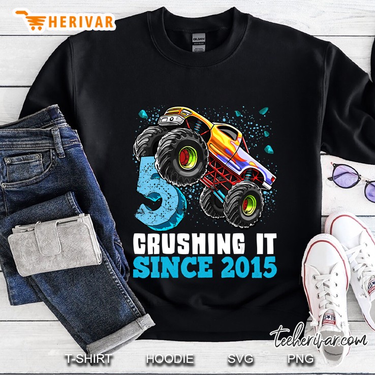 5 Crushing It Since 2015 Monster Truck 5Th Birthday Gift Boy Sweatshirt
