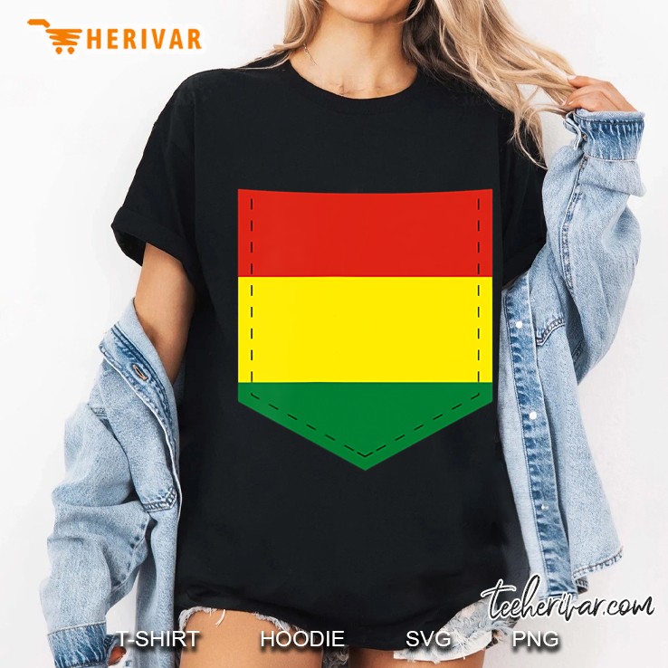 Bolivia Flag With Printed Bolivian Flag Pocket Ladies Tee