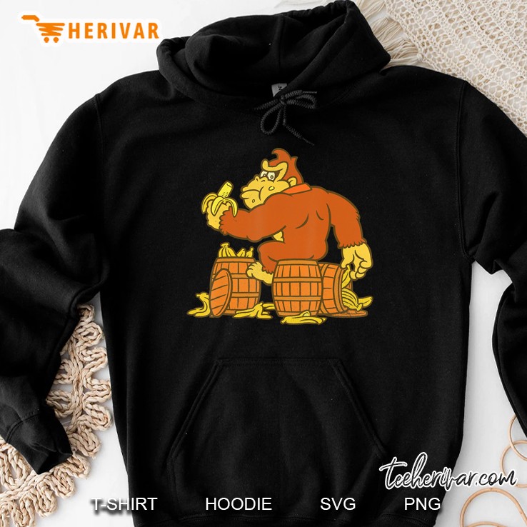 Donkey Kong Eating Bananas On Barrel Hoodie