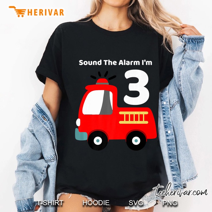 Fire Fighter Truck 3 Year Old Birthday Shirt 3Th Bday Hoodie