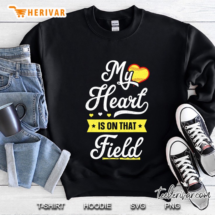 My Heart Is On That Field Shirt Gift Cute Mom Softball Mugs