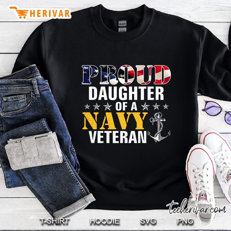 Proud Daughter Of A Navy Veteran American Flag Military Mugs