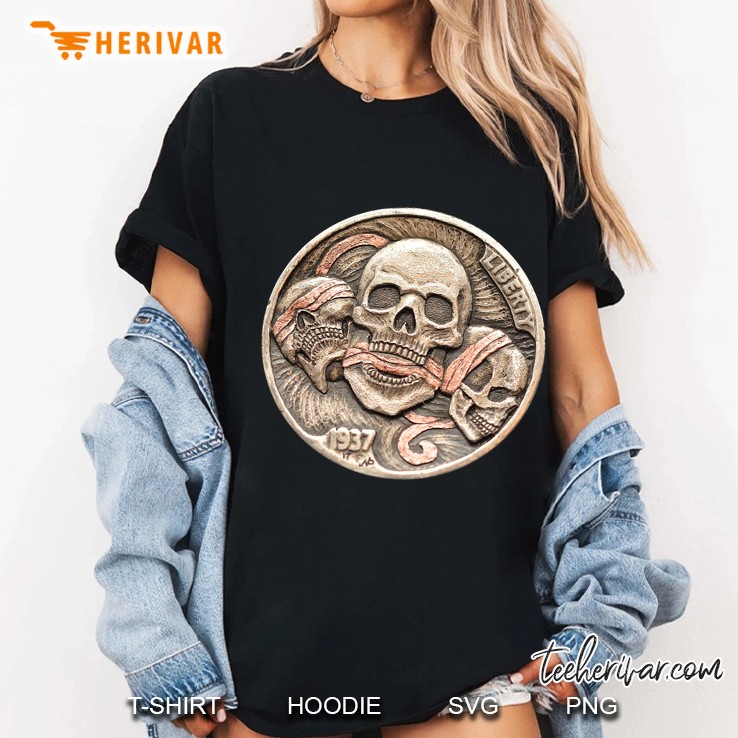 See Speak Hear No Evil Skulls Buffalo Nickel Coin Hoodie