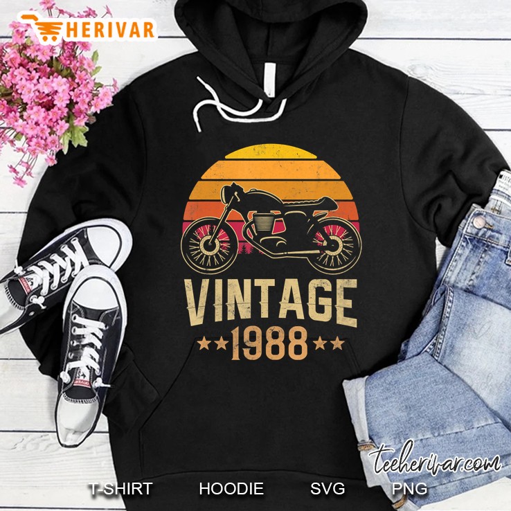 Vintage 1988 Retro Cafe Racer Motorcycle 32Nd Birthday Hoodie