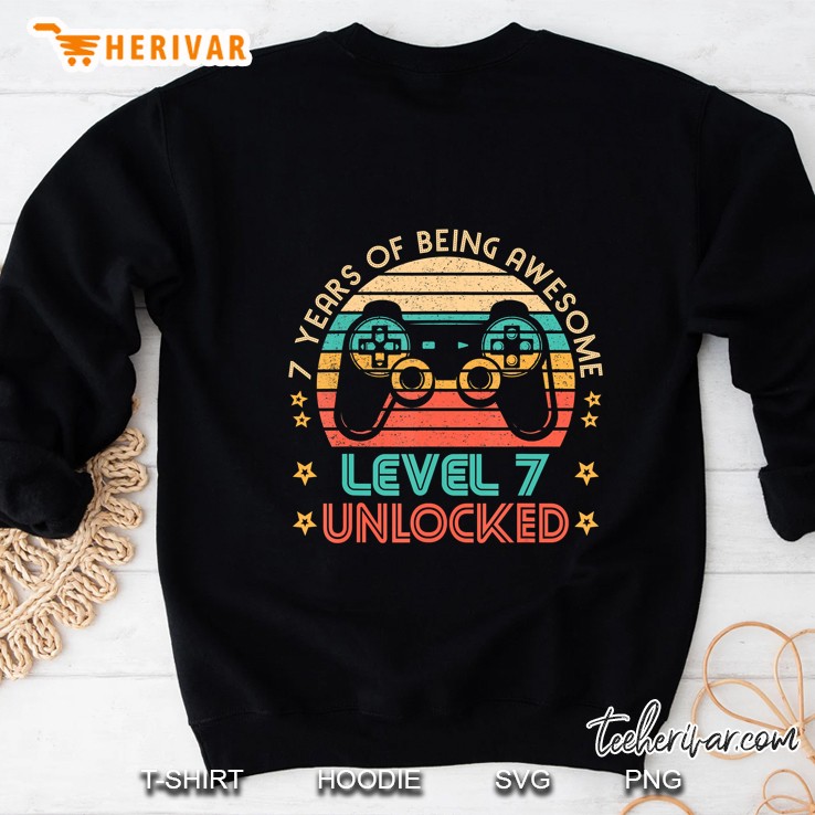 Vintage 7Th Birthday Level 7 Unlocked Funny Gamer Sweatshirt