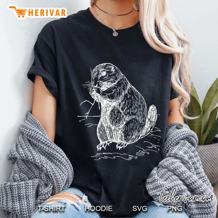 Vintage Groundhog Art Respect The Groundhog Ladies Tee