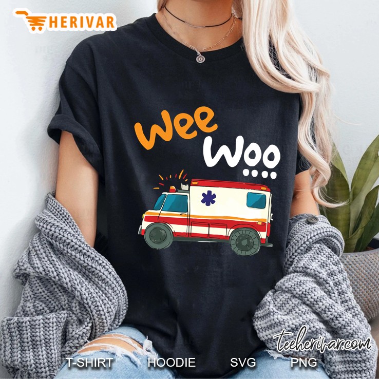 Wee Woo Emt Paramedic Ambulance First Responders Funny Medic Ladies Tee