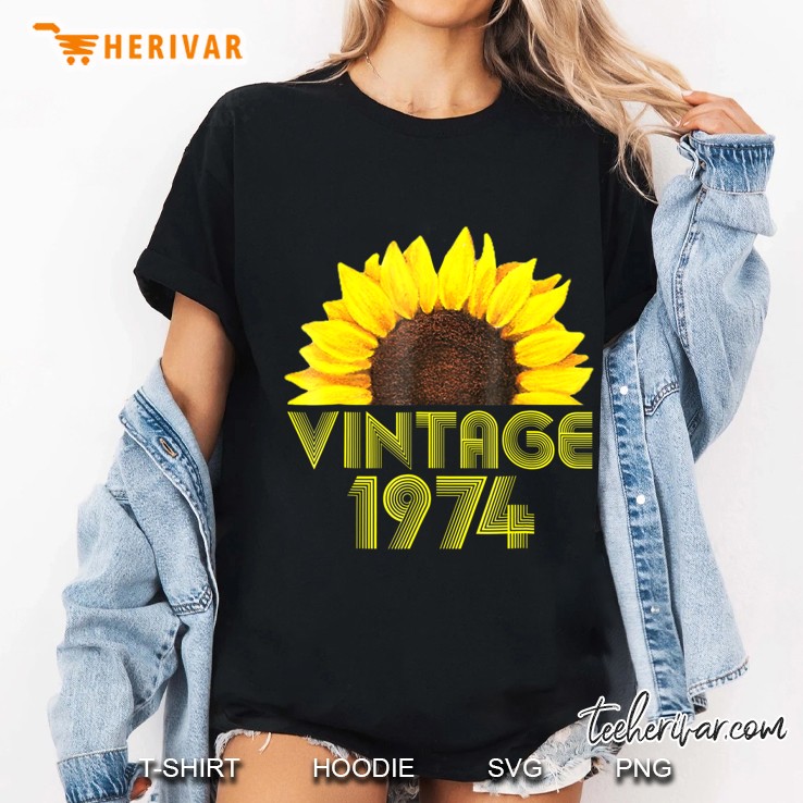 44Th Birthday Gift Vintage 1974 Year Old Sunflower Ladies Tee