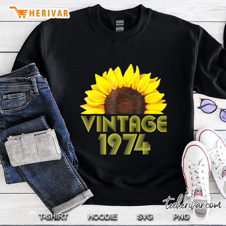 44Th Birthday Gift Vintage 1974 Year Old Sunflower Sweatshirt