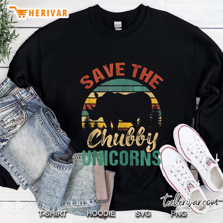Funny Vintage Retro Rhinoceros Save The Chubby Unicorns Sweatshirt
