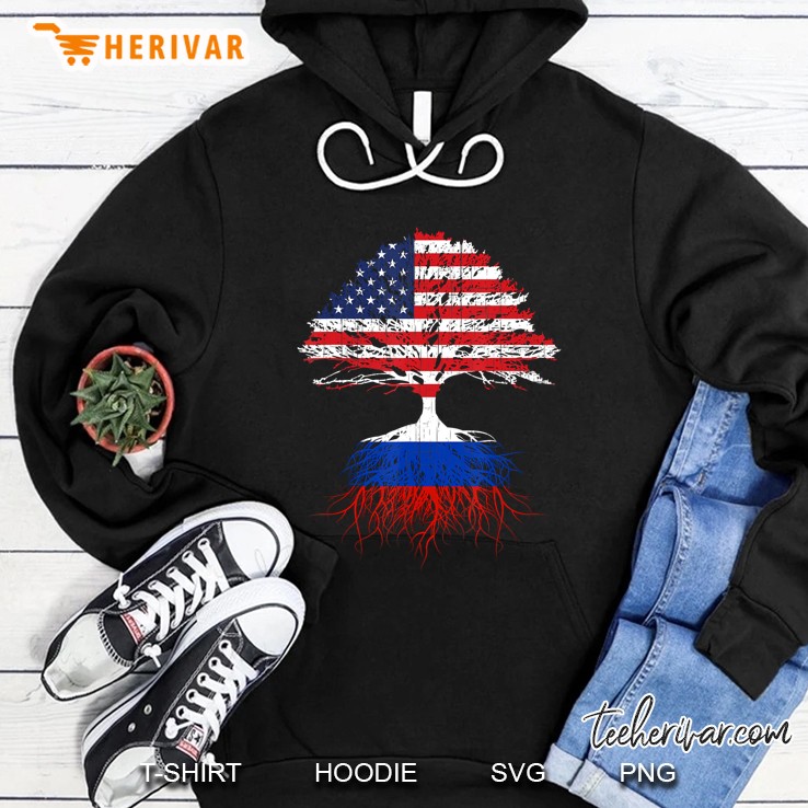 Russia Roots Russian American Flag Immigrant Citizenship Hoodie