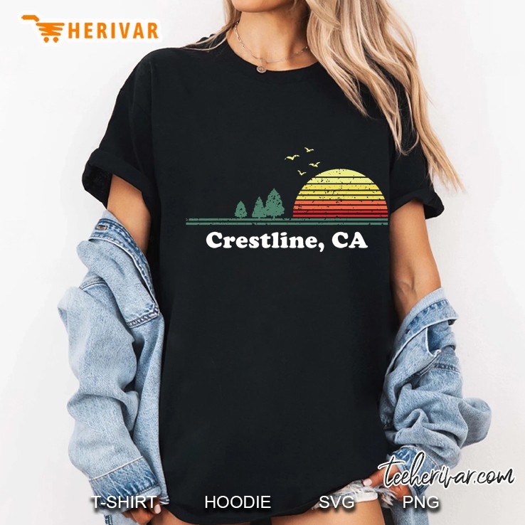 Vintage Crestline, California Home Souvenir Print Ladies Tee