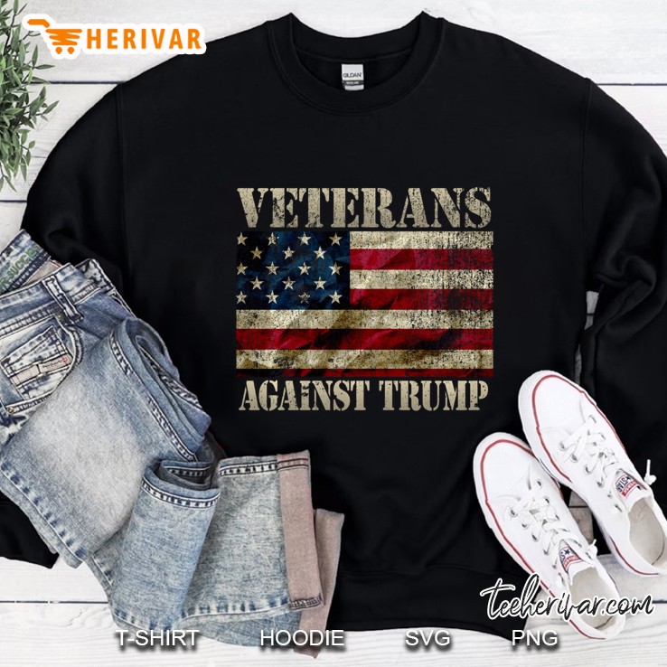 Vintage Veterans Against Trump American Flag Pullover Sweatshirt