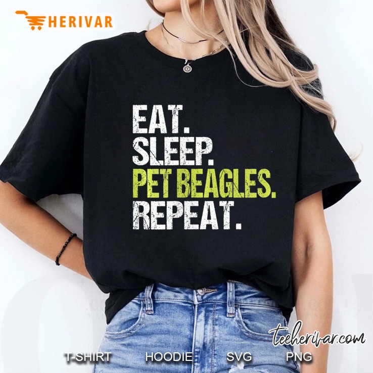 Womens Eat Sleep Pet Beagles Repeat Funny Animal Dog Owner Gift V-Neck Hoodie