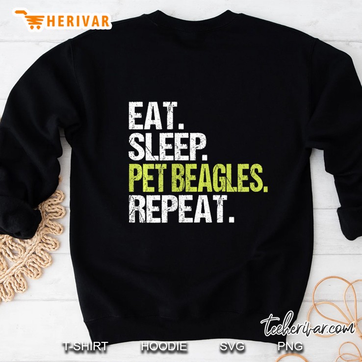 Womens Eat Sleep Pet Beagles Repeat Funny Animal Dog Owner Gift V-Neck Mugs