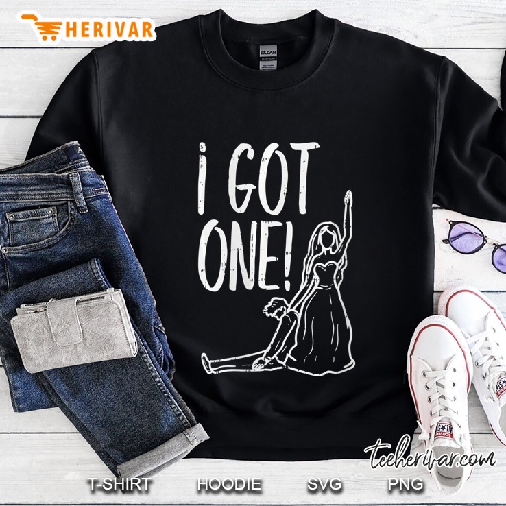 Womens I Got One Funny Bride Bachelorette Wedding Just Married Gift V-Neck Sweatshirt