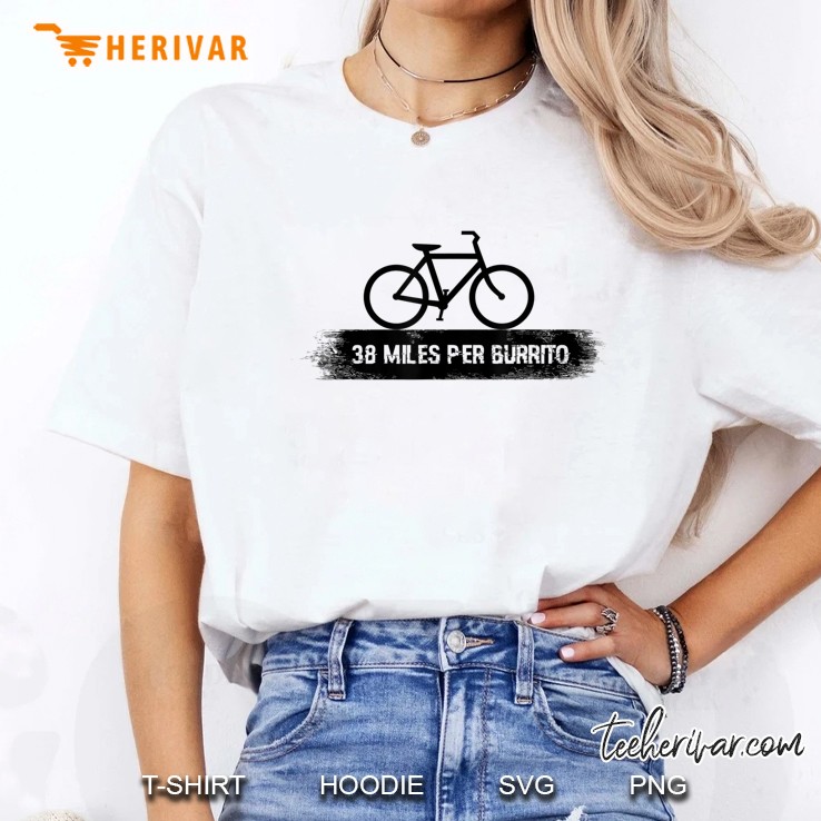 38 Miles Per Burrito Funny Bike Cycling Tshirt Ladies Tee