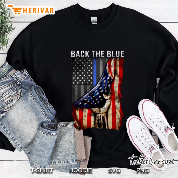 Back The Blue Thin Blue Line American Flag Sweatshirt