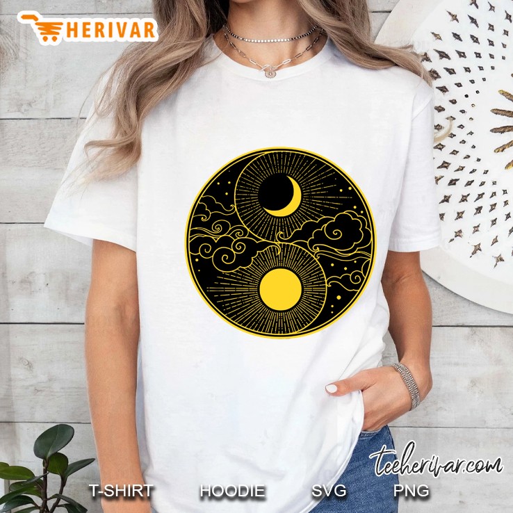 Yin And Yang Moon Clouds Art Hoodie