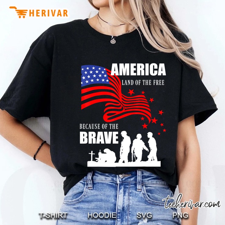 America Land Of The Free Because Of The Brave Ladies Tee