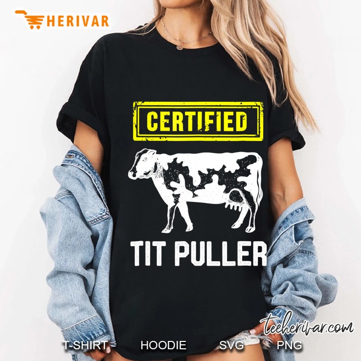 Certified Tit Puller Funny Cow Farming Ladies Tee