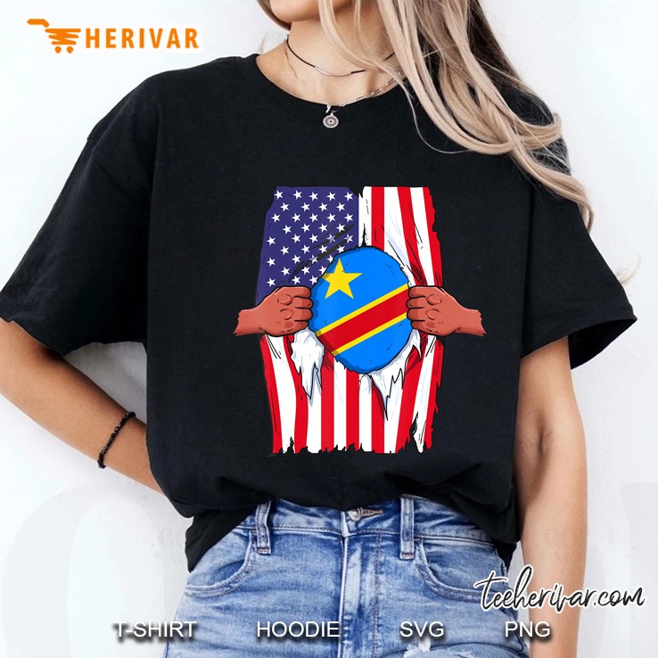 Dr Congo Flag Inside Me Home Pride Congolese American Gift Ladies Tee