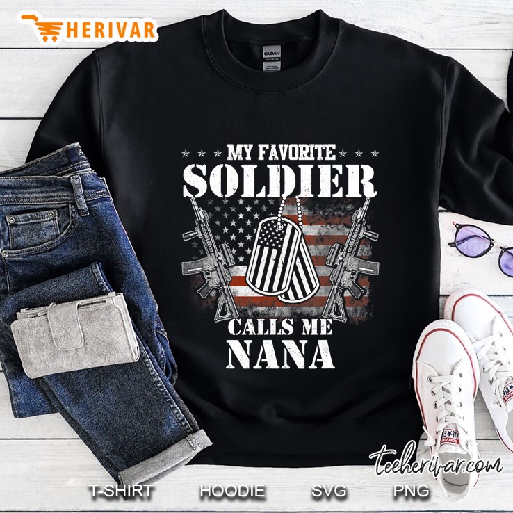 My Favorite Soldier Calls Me Nana Veteran Shirts Mugs