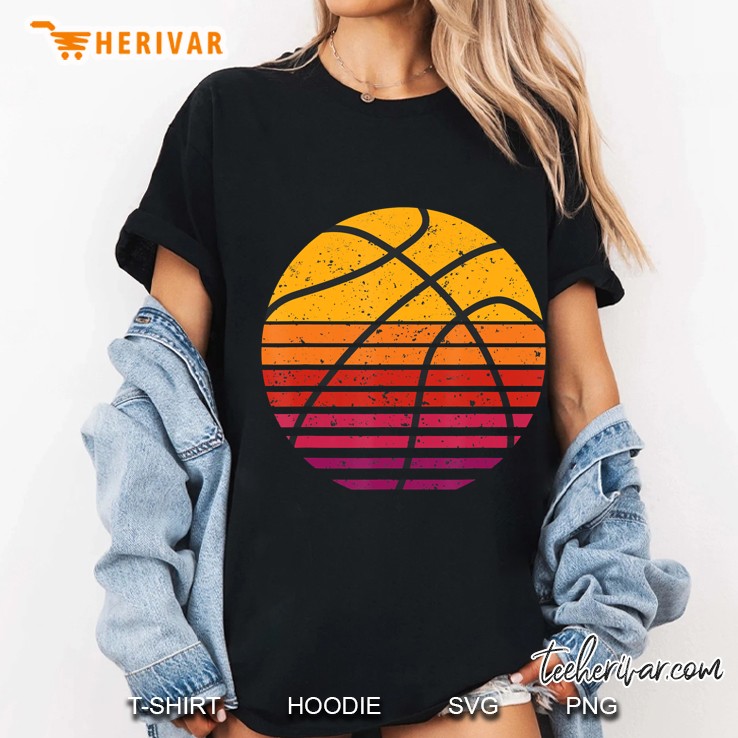 Retro Vintage Basketball Lover Ball Sunset Player Gift Coach Ladies Tee